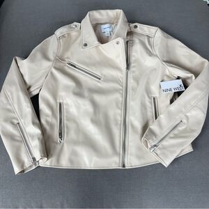 Motorcycle faux leather jacket cream